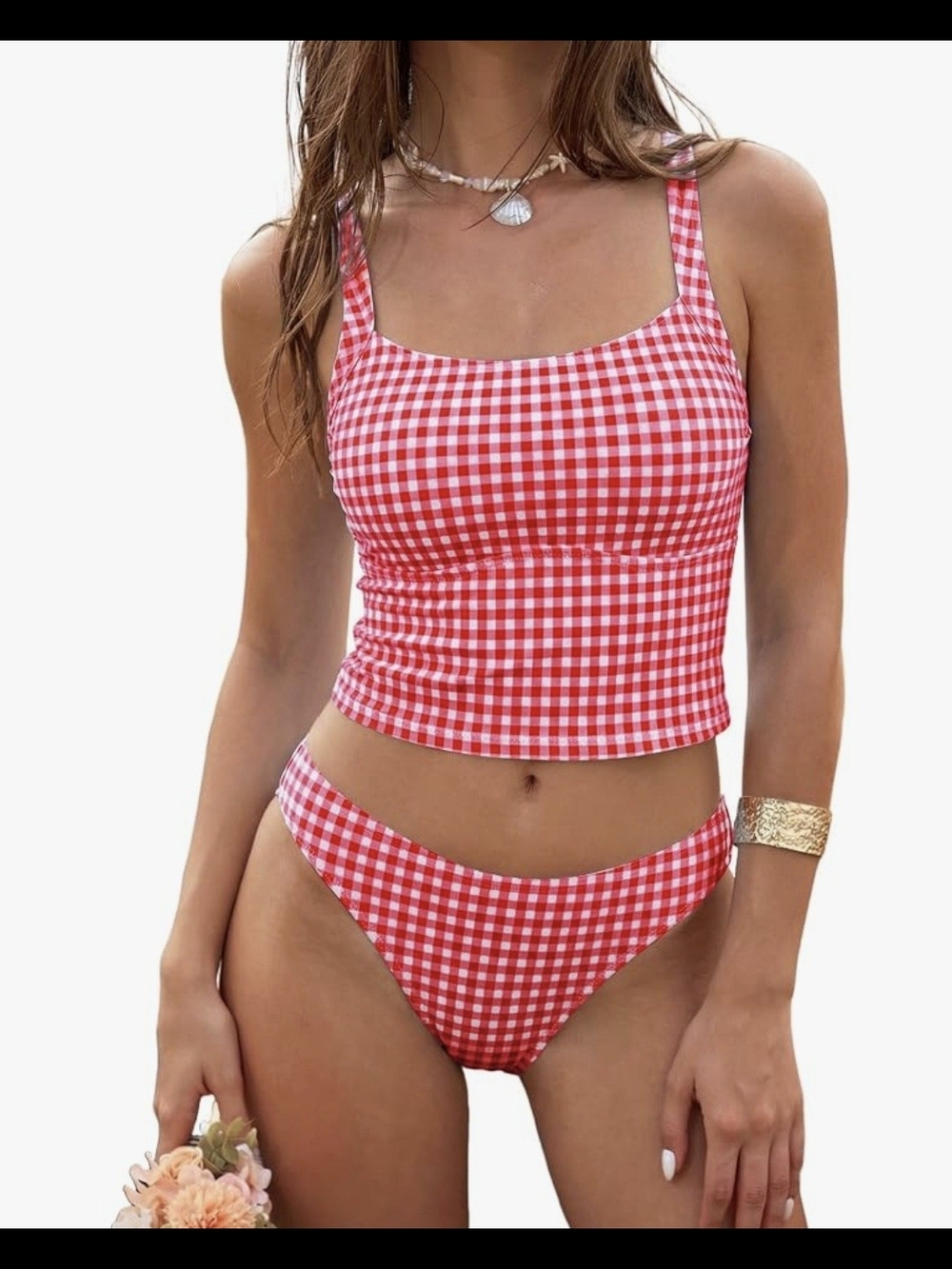 Zaful Red Gingham Tankini Set #1395